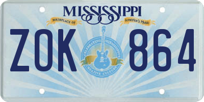 MS license plate ZOK864
