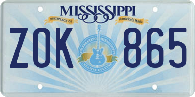 MS license plate ZOK865