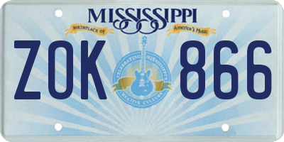 MS license plate ZOK866