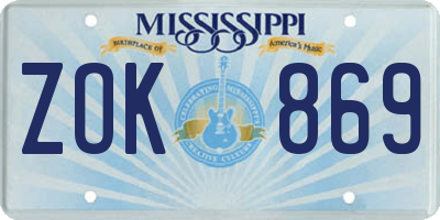 MS license plate ZOK869