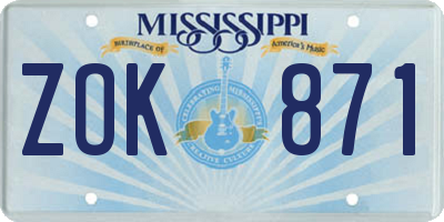 MS license plate ZOK871