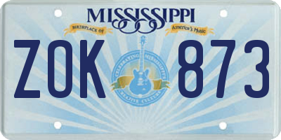 MS license plate ZOK873