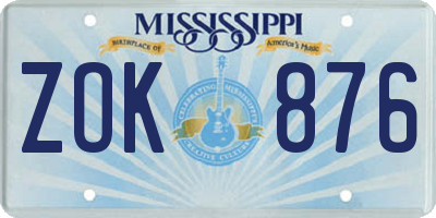 MS license plate ZOK876