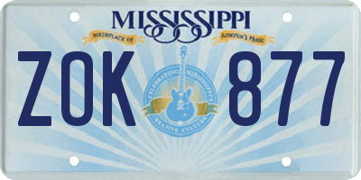 MS license plate ZOK877