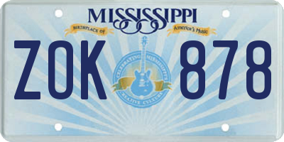 MS license plate ZOK878