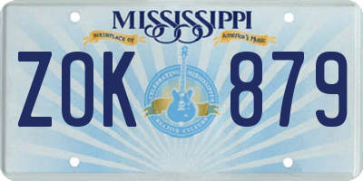 MS license plate ZOK879