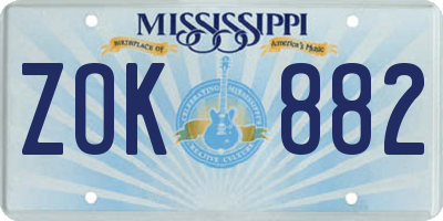 MS license plate ZOK882