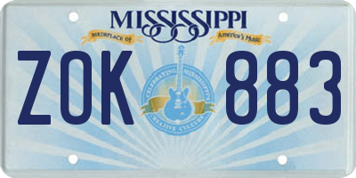 MS license plate ZOK883