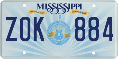 MS license plate ZOK884