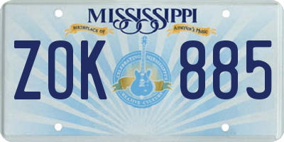 MS license plate ZOK885