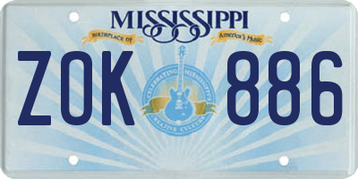 MS license plate ZOK886