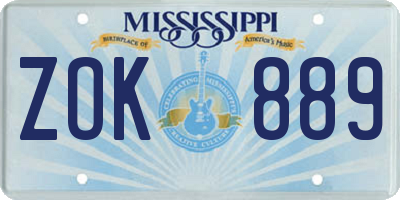 MS license plate ZOK889