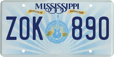 MS license plate ZOK890