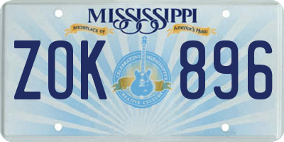 MS license plate ZOK896