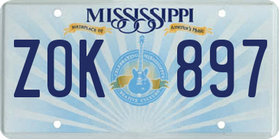 MS license plate ZOK897