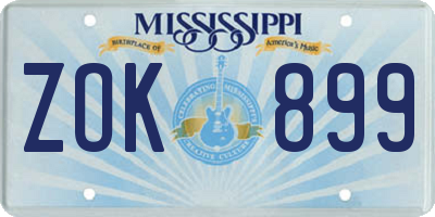MS license plate ZOK899