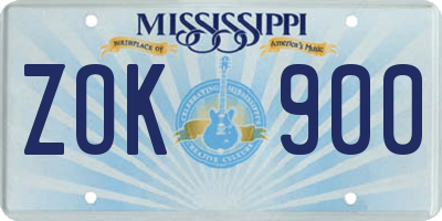 MS license plate ZOK900