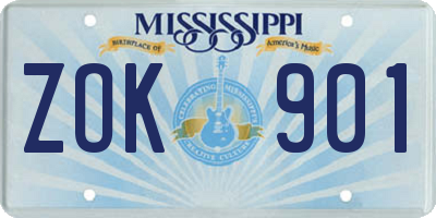 MS license plate ZOK901