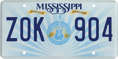 MS license plate ZOK904