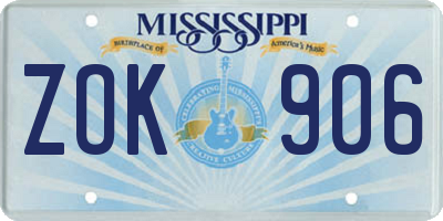 MS license plate ZOK906