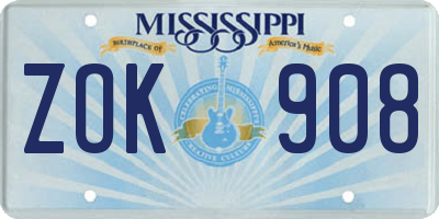MS license plate ZOK908