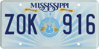MS license plate ZOK916