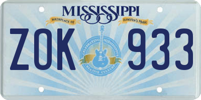 MS license plate ZOK933
