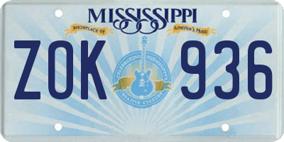 MS license plate ZOK936