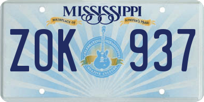 MS license plate ZOK937