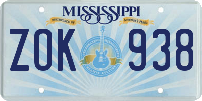 MS license plate ZOK938