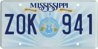 MS license plate ZOK941