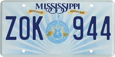 MS license plate ZOK944