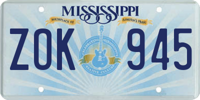 MS license plate ZOK945