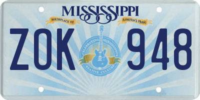 MS license plate ZOK948