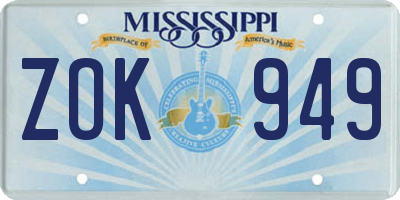 MS license plate ZOK949