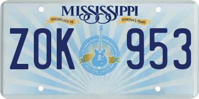 MS license plate ZOK953
