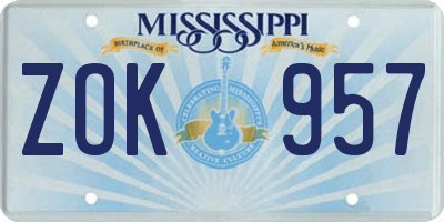 MS license plate ZOK957