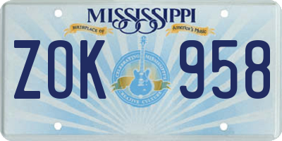 MS license plate ZOK958