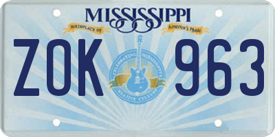 MS license plate ZOK963