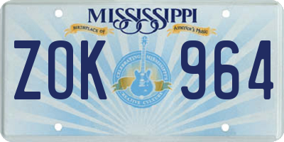 MS license plate ZOK964