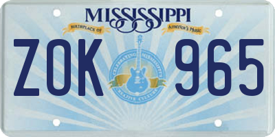 MS license plate ZOK965