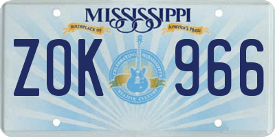 MS license plate ZOK966