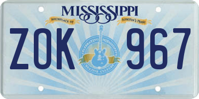 MS license plate ZOK967