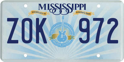 MS license plate ZOK972
