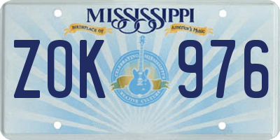 MS license plate ZOK976