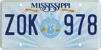 MS license plate ZOK978