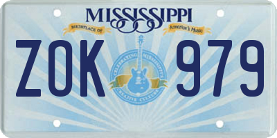 MS license plate ZOK979