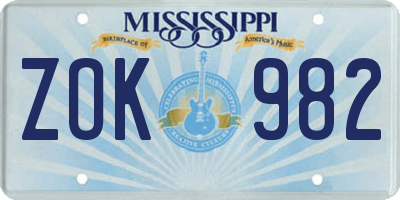 MS license plate ZOK982