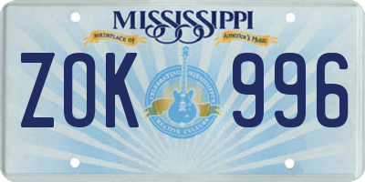 MS license plate ZOK996