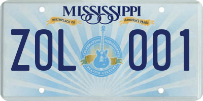 MS license plate ZOL001